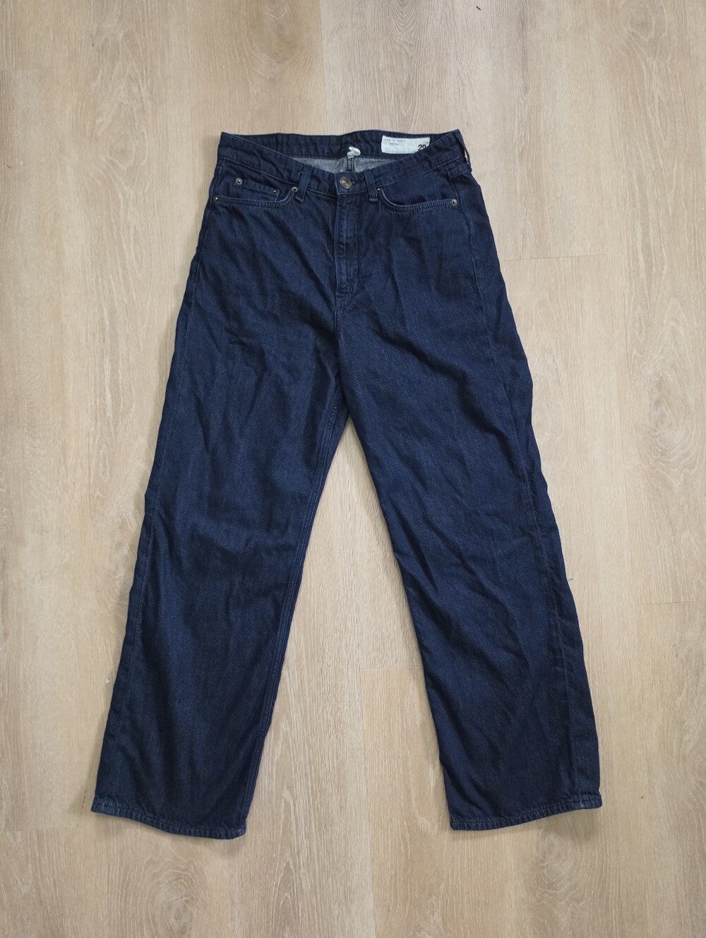 rag & bone Featherweight Logan Mid Rise Jeans Wide Leg Dark Wash Size 29